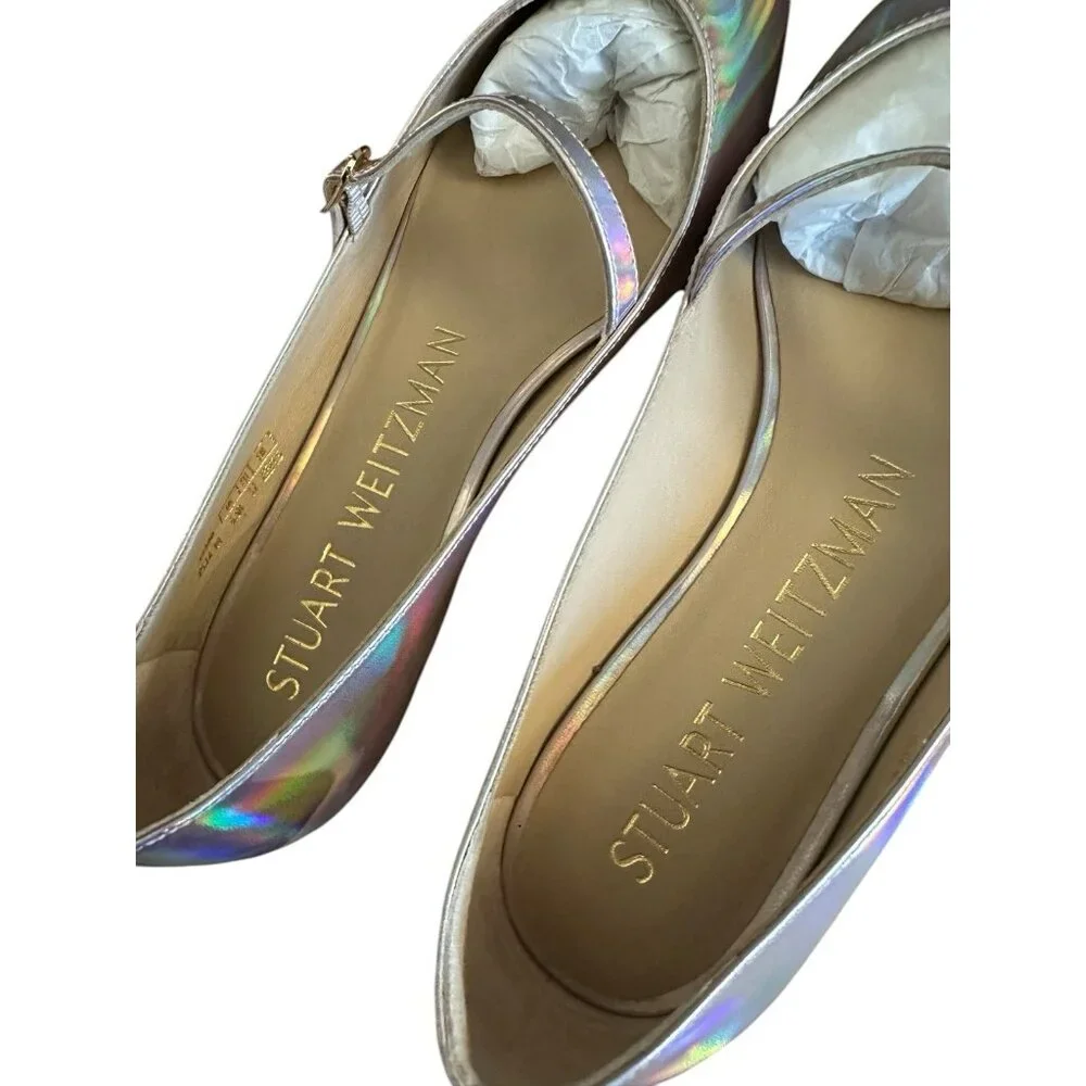 Stuart Weitzman Emilia Mary Jane‎ Flats Iridescent Patent Leather Ballet NEW 6.5